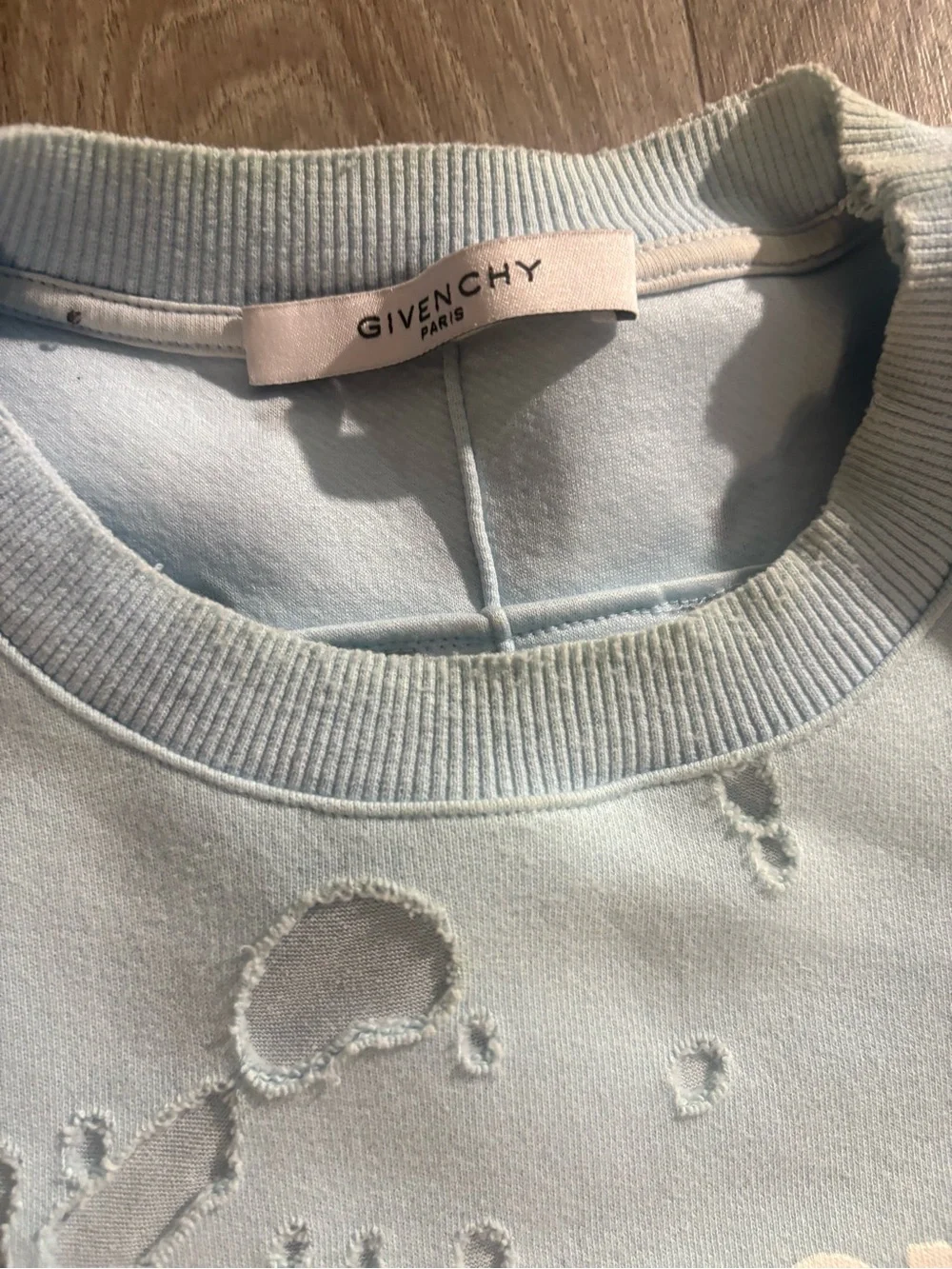 Givenchy Light Blue Distressed Logo Kids Sweatshirt